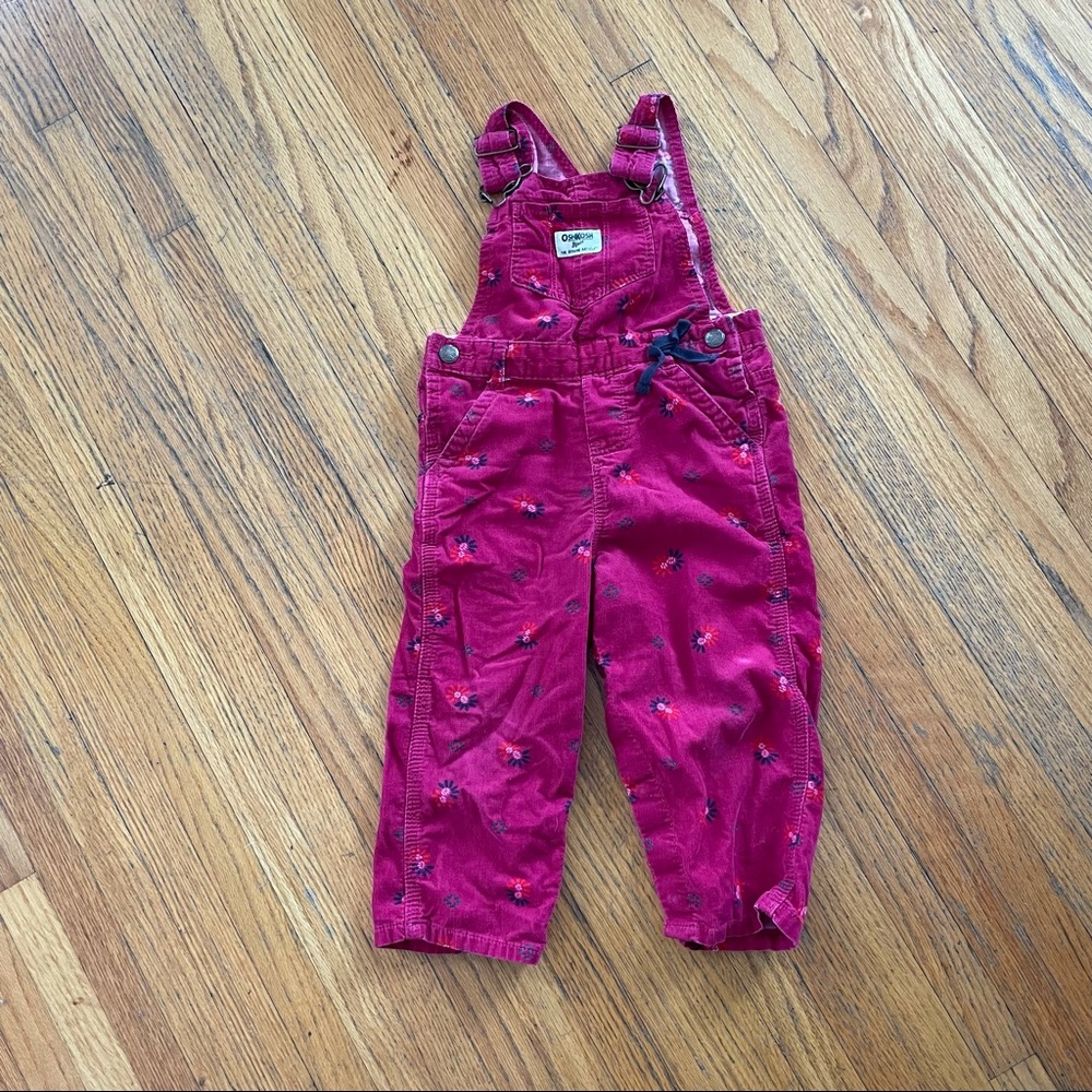 Fuschia corduroy overalls,OshKosh B’gosh 24 months